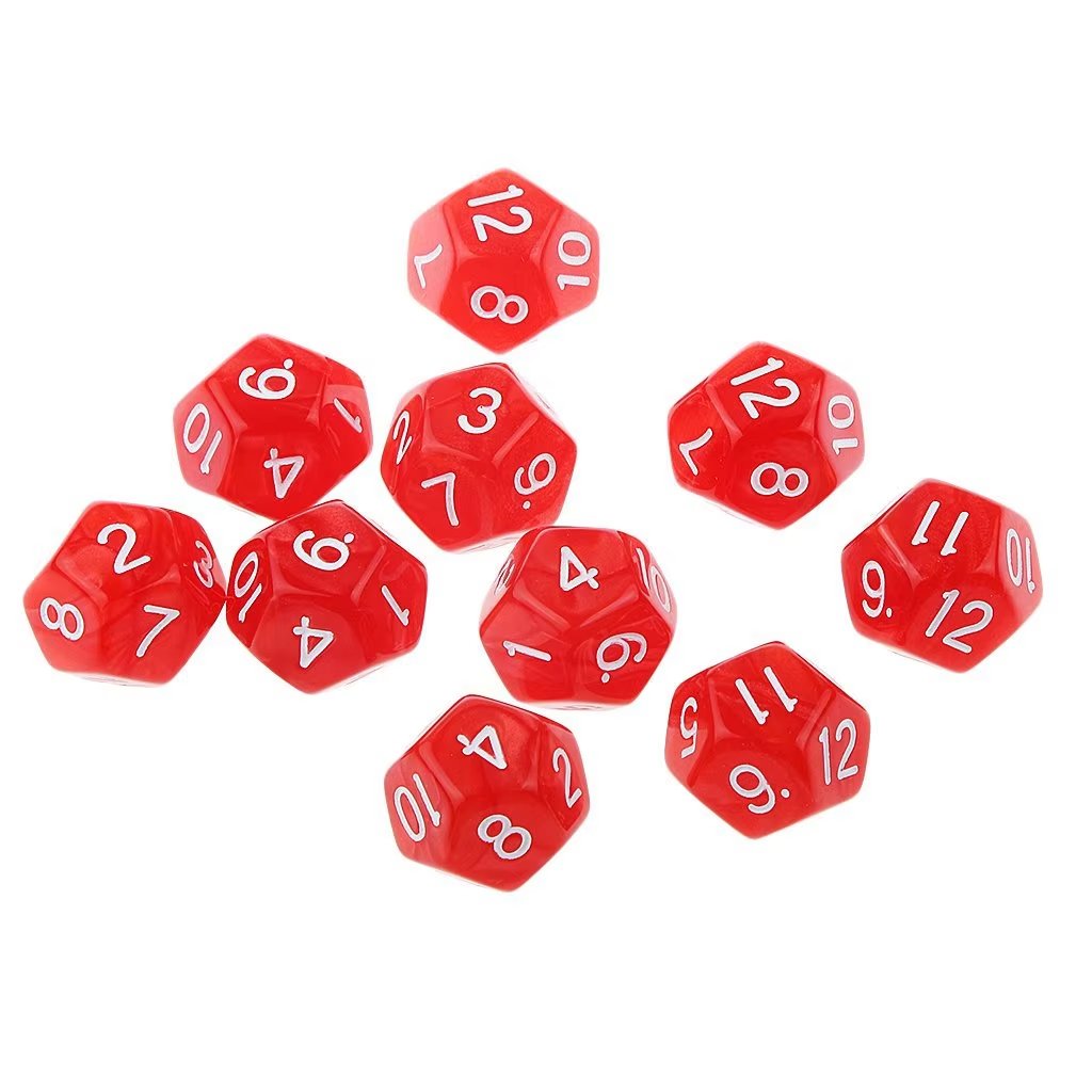 wholesale High Quality Manufacturers Polyhedral Acrylic Red 20mm bulk D12 dice Board Games