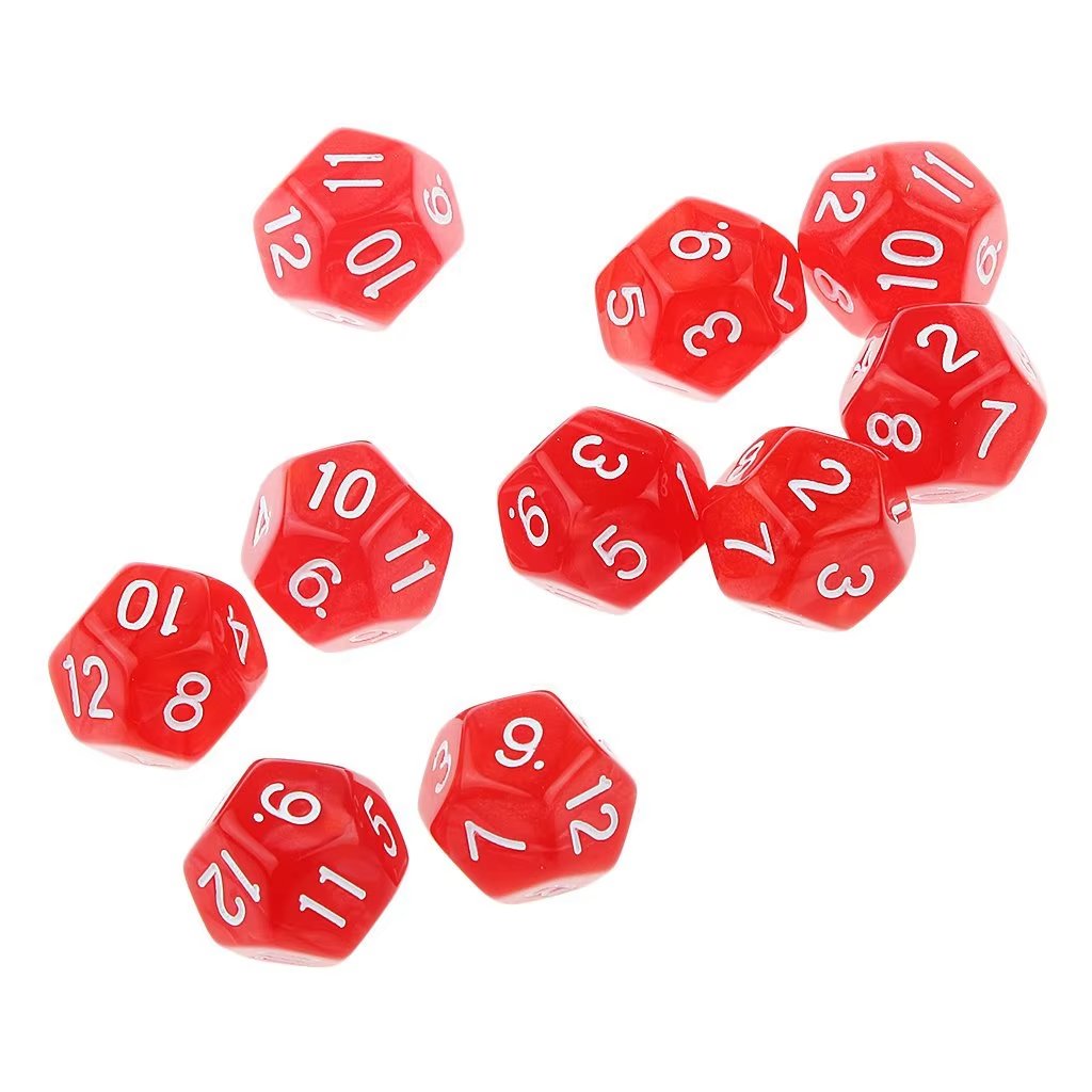 wholesale High Quality Manufacturers Polyhedral Acrylic Red 20mm bulk D12 dice Board Games