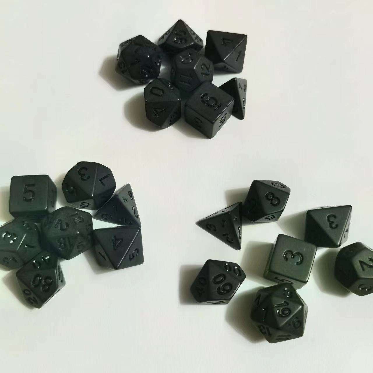 7pcs DND dice set black ink-free acrylic dice numbers table game bar black dice set