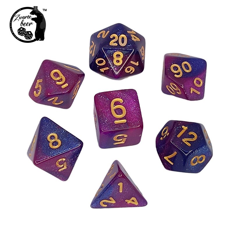 Custom dice d&d Starry Two-color Glitter Sparkle Cosmic Mixed Polyhedral DND Dice for RPG Table Game Dice with Pouch
