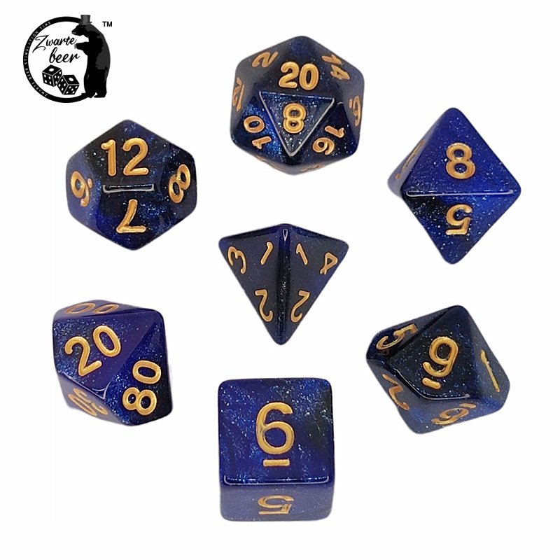Custom dice d&d Starry Two-color Glitter Sparkle Cosmic Mixed Polyhedral DND Dice for RPG Table Game Dice with Pouch