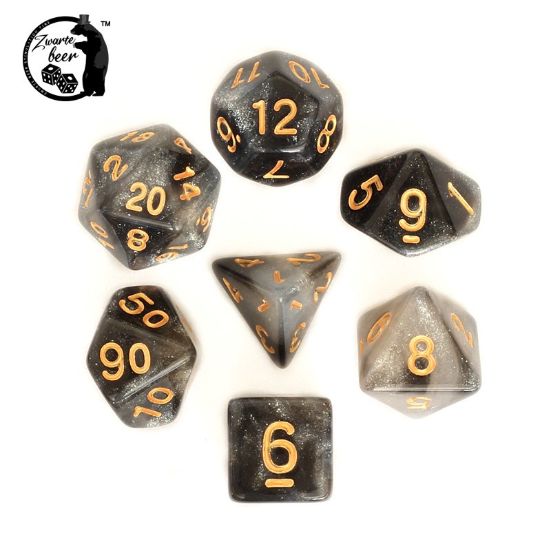 Custom dice d&d Starry Two-color Glitter Sparkle Cosmic Mixed Polyhedral DND Dice for RPG Table Game Dice with Pouch