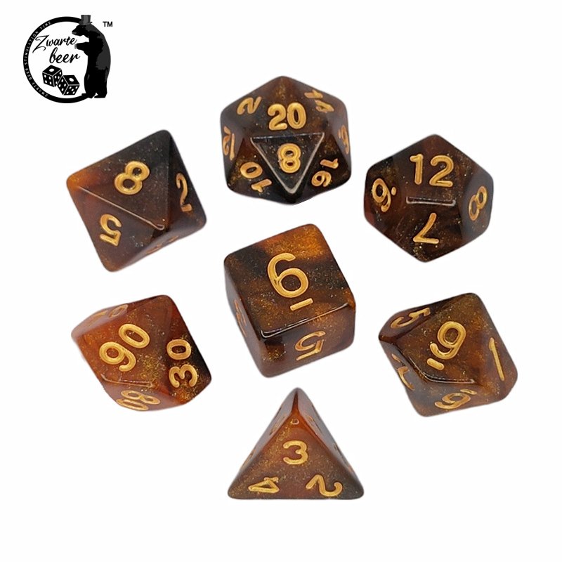 Custom dice d&d Starry Two-color Glitter Sparkle Cosmic Mixed Polyhedral DND Dice for RPG Table Game Dice with Pouch