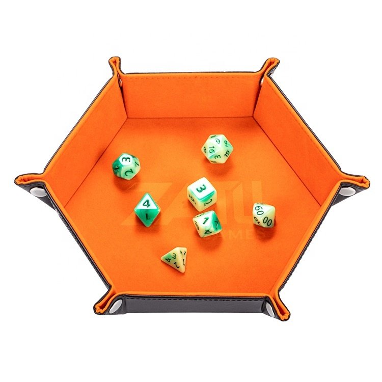 Elegant Red Velvet Dice Holder Rolling Folding Hexagon Dice Game Storage Package