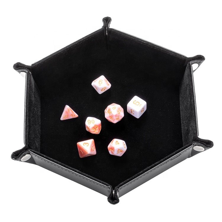 Elegant Red Velvet Dice Holder Rolling Folding Hexagon Dice Game Storage Package