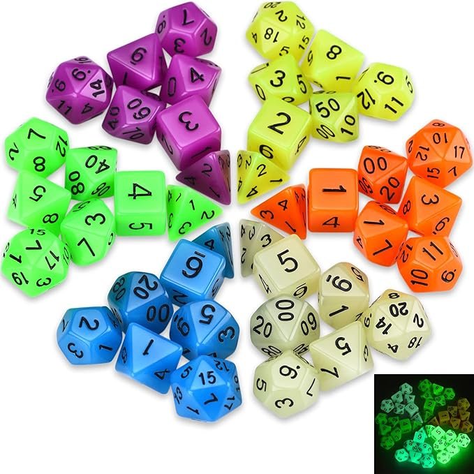 Glow in The Dark DND Dice Set for Dungeons and Dragons Tabletop Role-Playing Games