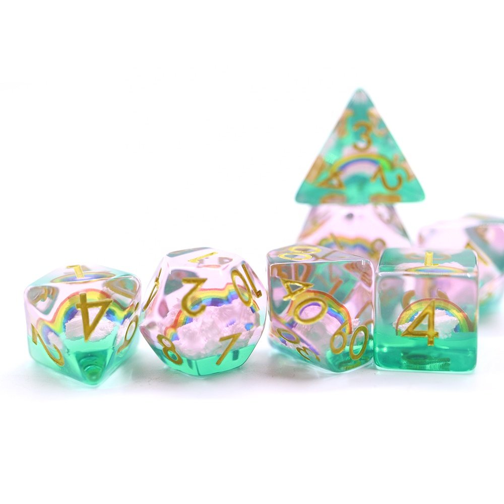 D4 D10 D20 Rpg 7pcs Polyheadral Dice Set dnd resin rainbow dice set