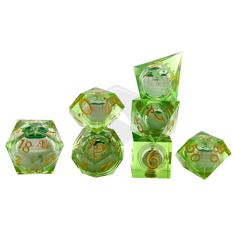 New liquid core dice set DND resin RPG dragon and dungeon game role-playing custom d&d mobile eyeball core dice