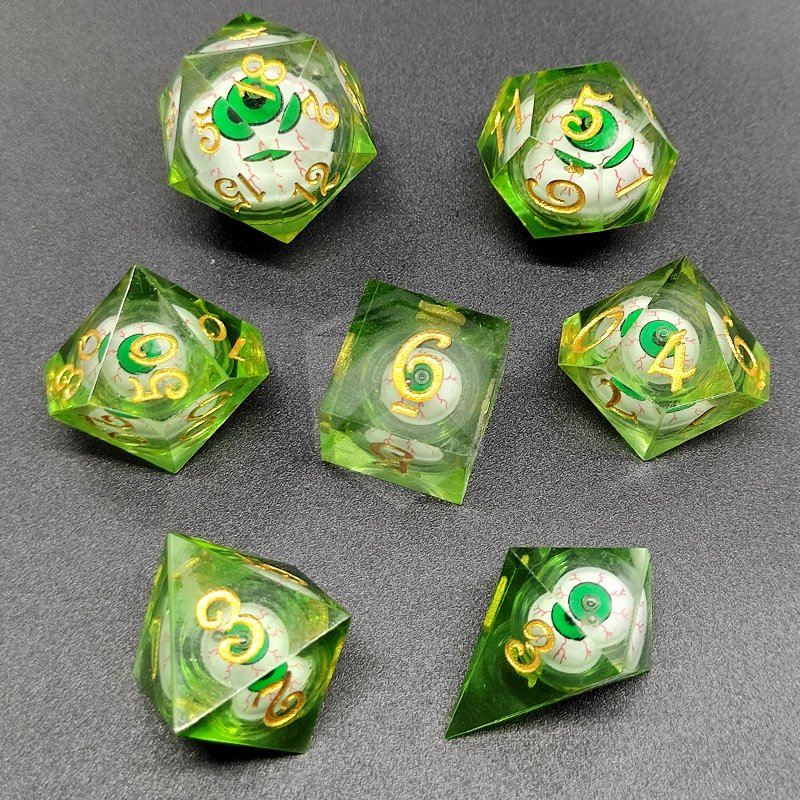 New liquid core dice set DND resin RPG dragon and dungeon game role-playing custom d&d mobile eyeball core dice