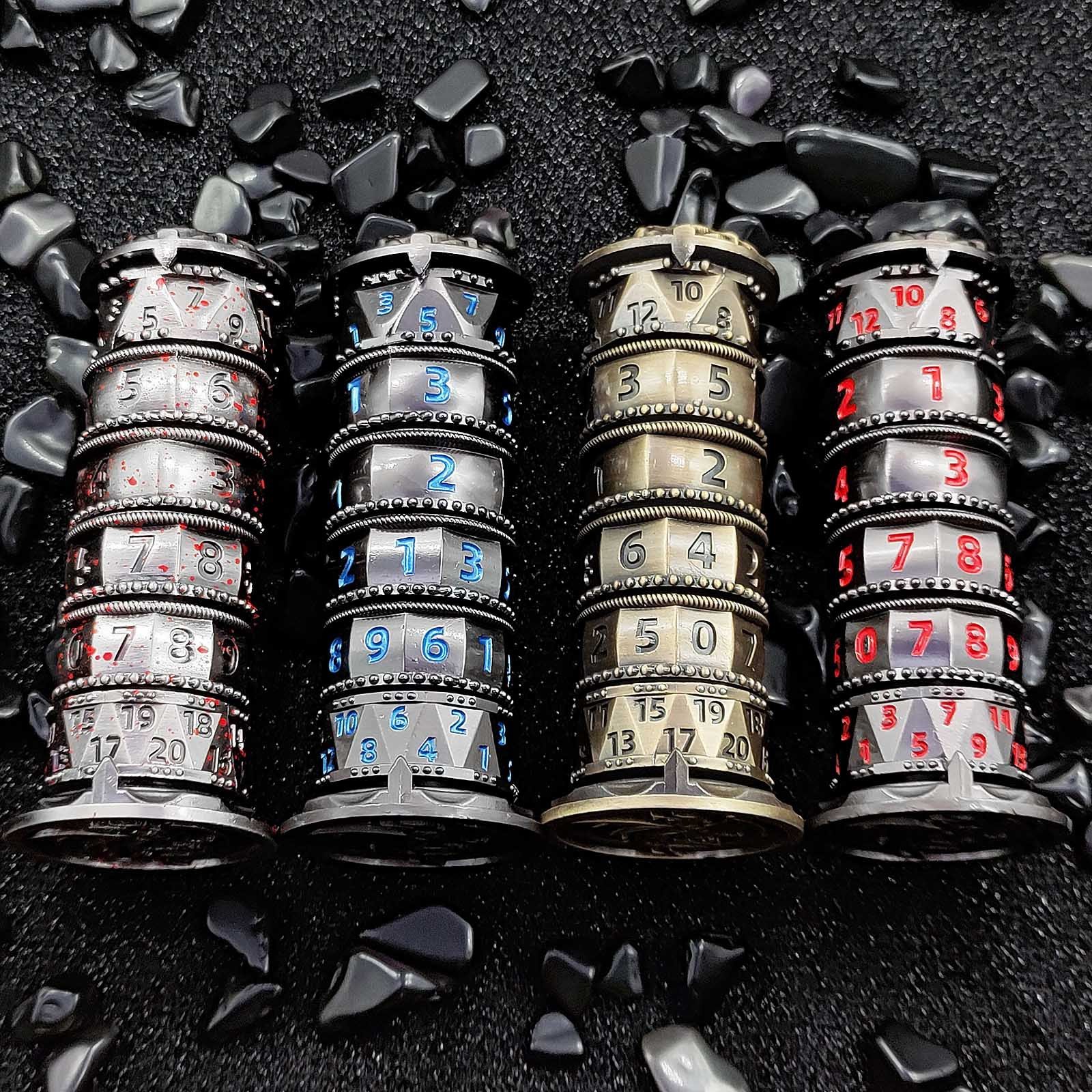 MINI PLANET 7-in-1 Metal Dice Tower Rotating Polyhedral DND Dice For RPG Role Playing DND Board Game Dragons&Dungeons Metal Dice