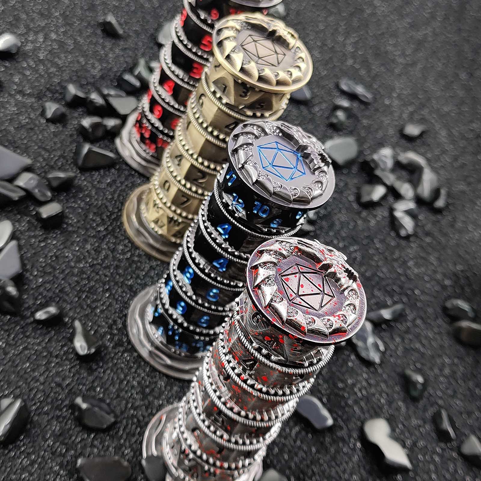 MINI PLANET 7-in-1 Metal Dice Tower Rotating Polyhedral DND Dice For RPG Role Playing DND Board Game Dragons&Dungeons Metal Dice
