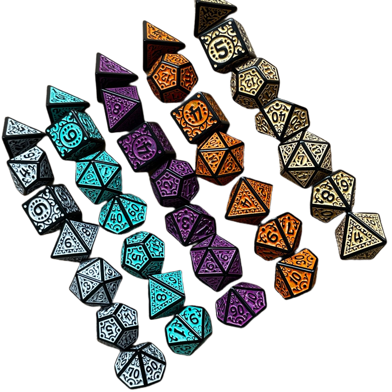 Unique Patterns Retro Font Styles Party Game Dice 16mm-20mm Dices Set Multi Sided Acrylic D20 Dices for Role Playing Games