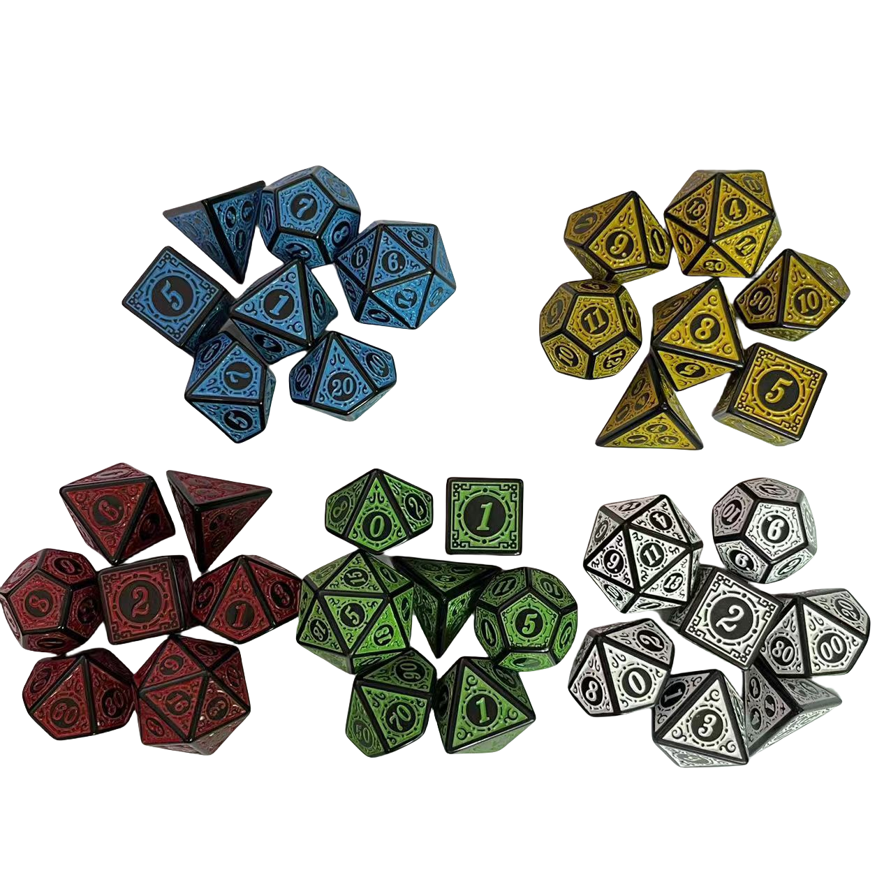 Unique Patterns Retro Font Styles Party Game Dice 16mm-20mm Dices Set Multi Sided Acrylic D20 Dices for Role Playing Games