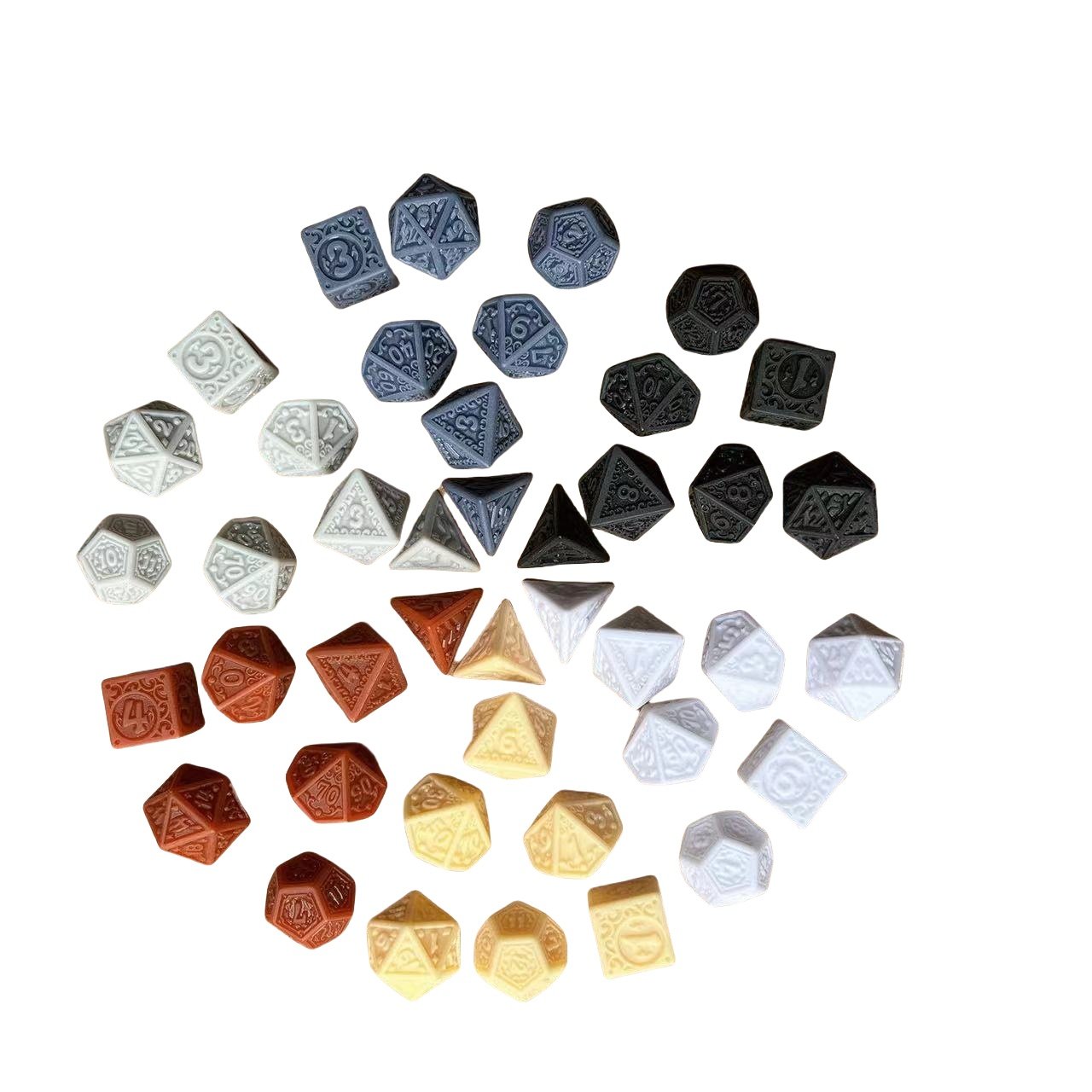 Unique Patterns Retro Font Styles Party Game Dice 16mm-20mm Dices Set Multi Sided Acrylic D20 Dices for Role Playing Games