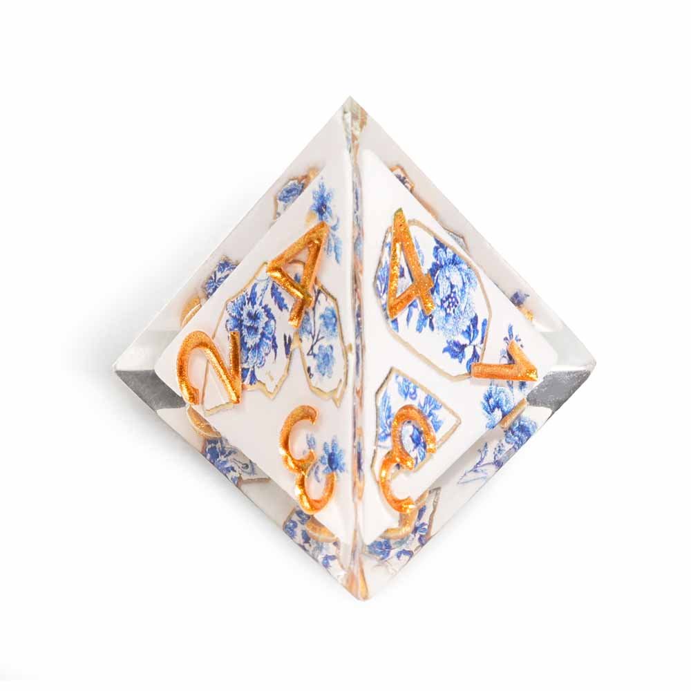 7Pcs Celadon Flowers Dice Resin Polyhedral Dice For DND Role Games Playing Collection Set
