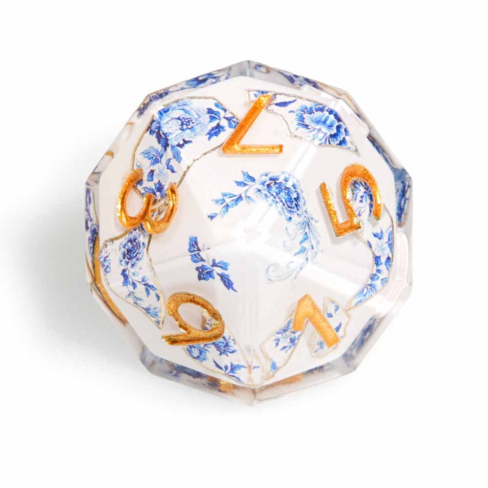 7Pcs Celadon Flowers Dice Resin Polyhedral Dice For DND Role Games Playing Collection Set