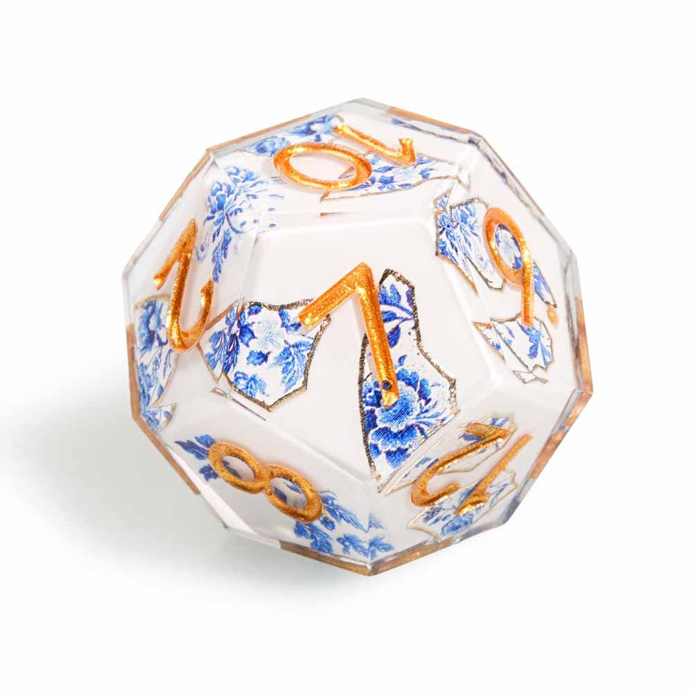 7Pcs Celadon Flowers Dice Resin Polyhedral Dice For DND Role Games Playing Collection Set