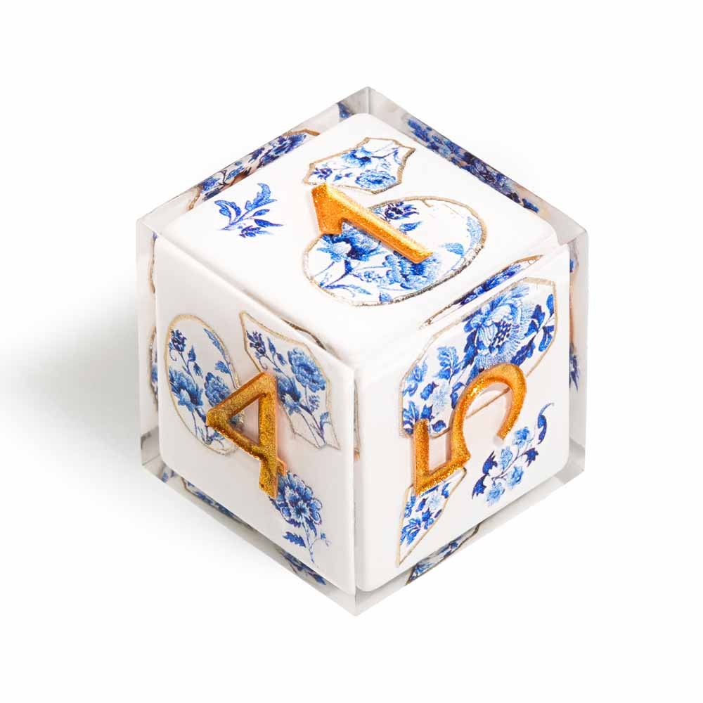 7Pcs Celadon Flowers Dice Resin Polyhedral Dice For DND Role Games Playing Collection Set