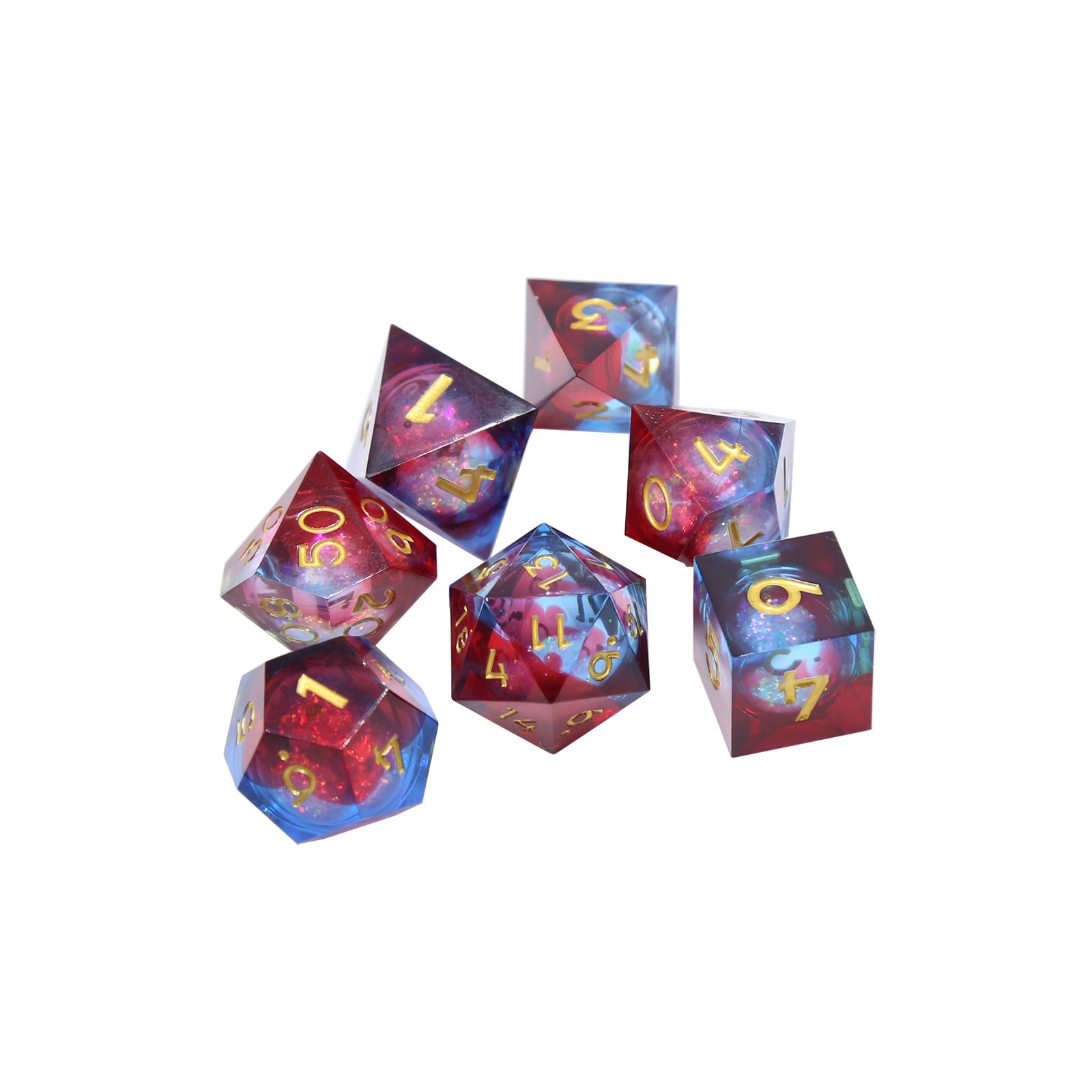 D4 D6 D8 D10 D12 D20 Liquid Core Clean Edge Resin Polyhedral Dice Liquid Core Dice Set