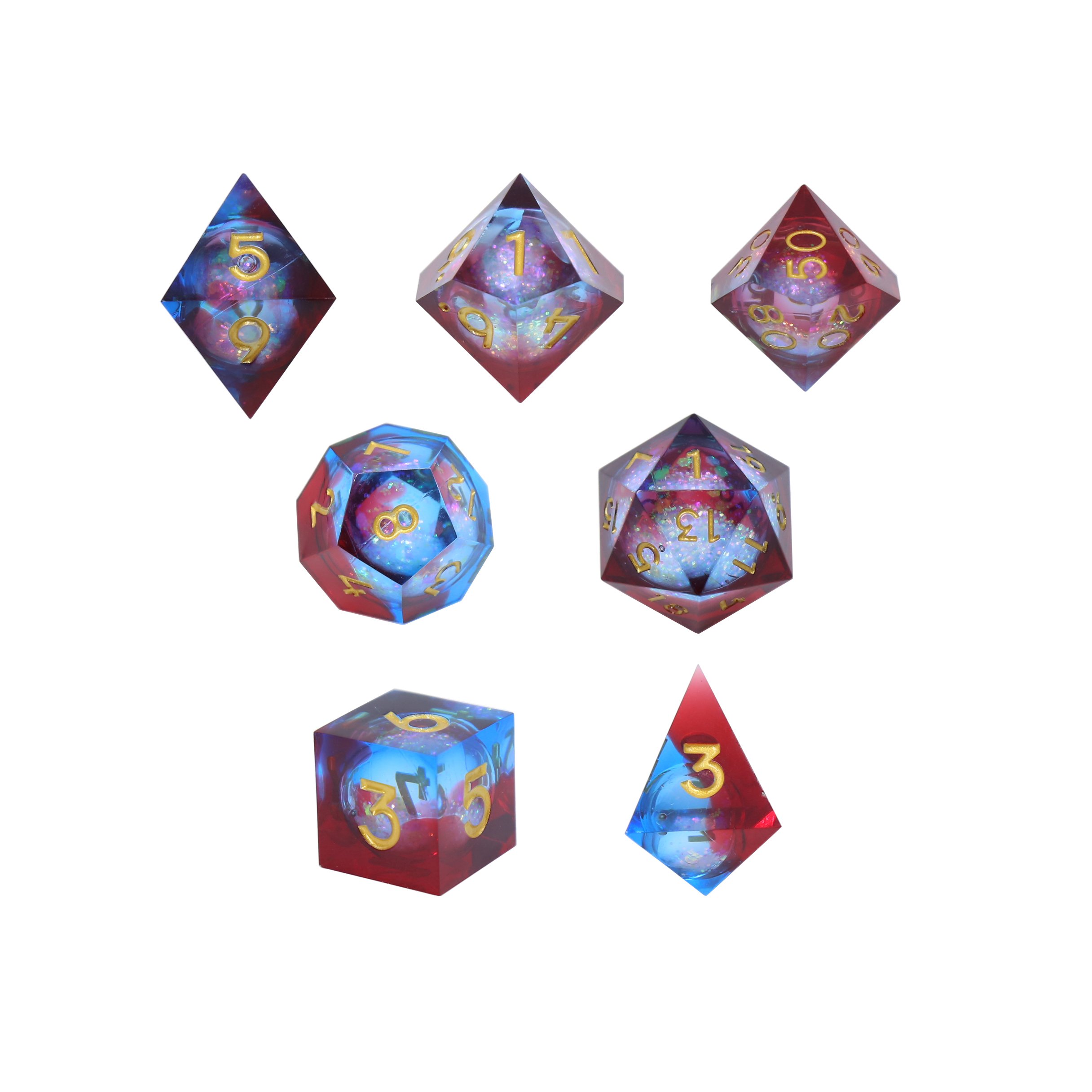 D4 D6 D8 D10 D12 D20 Liquid Core Clean Edge Resin Polyhedral Dice Liquid Core Dice Set