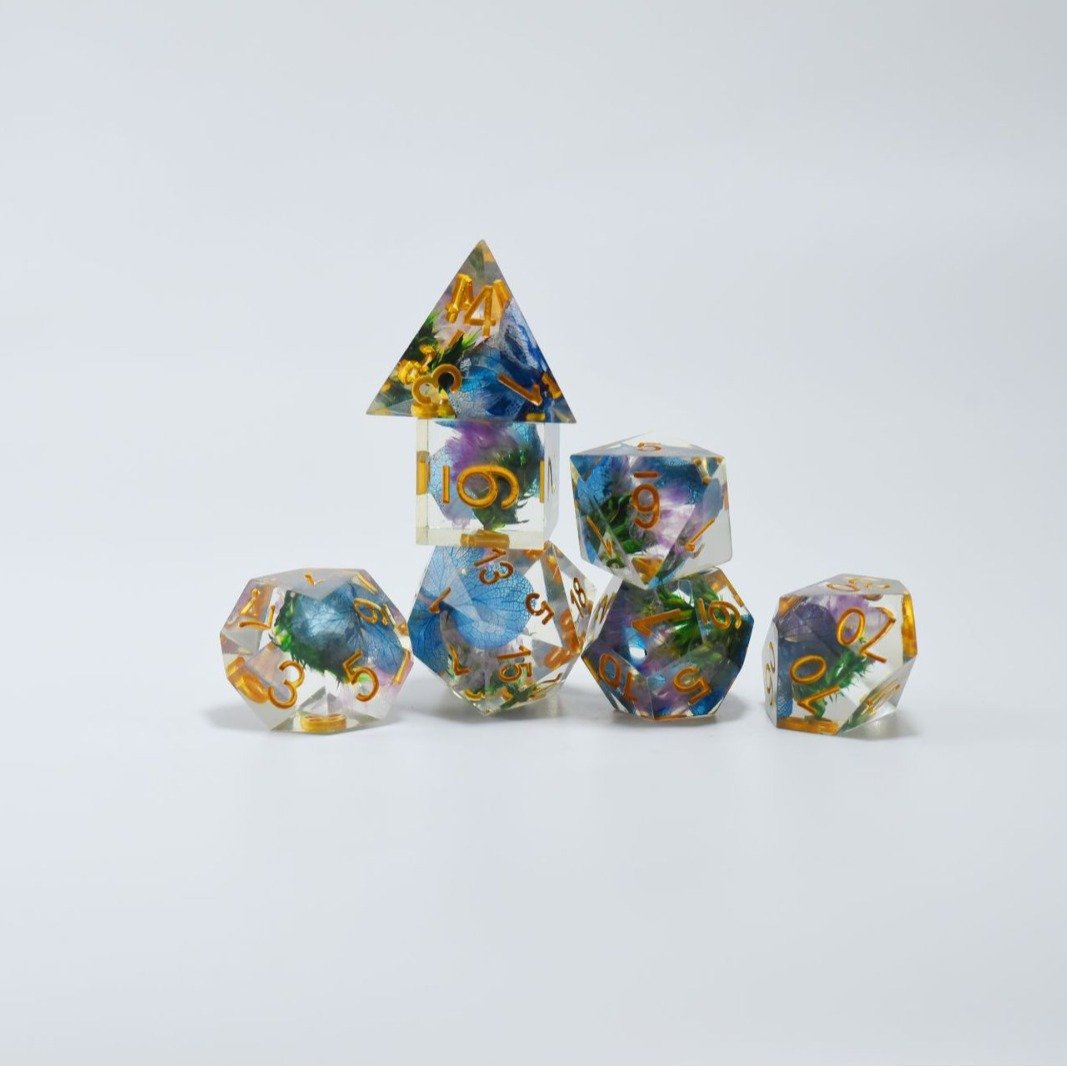 Hot Sale Acute Angle Dnd Dice Set Handmade Role Playing Cosmic Glitter Polyhedron Dungeons And Dragons Custom Dice