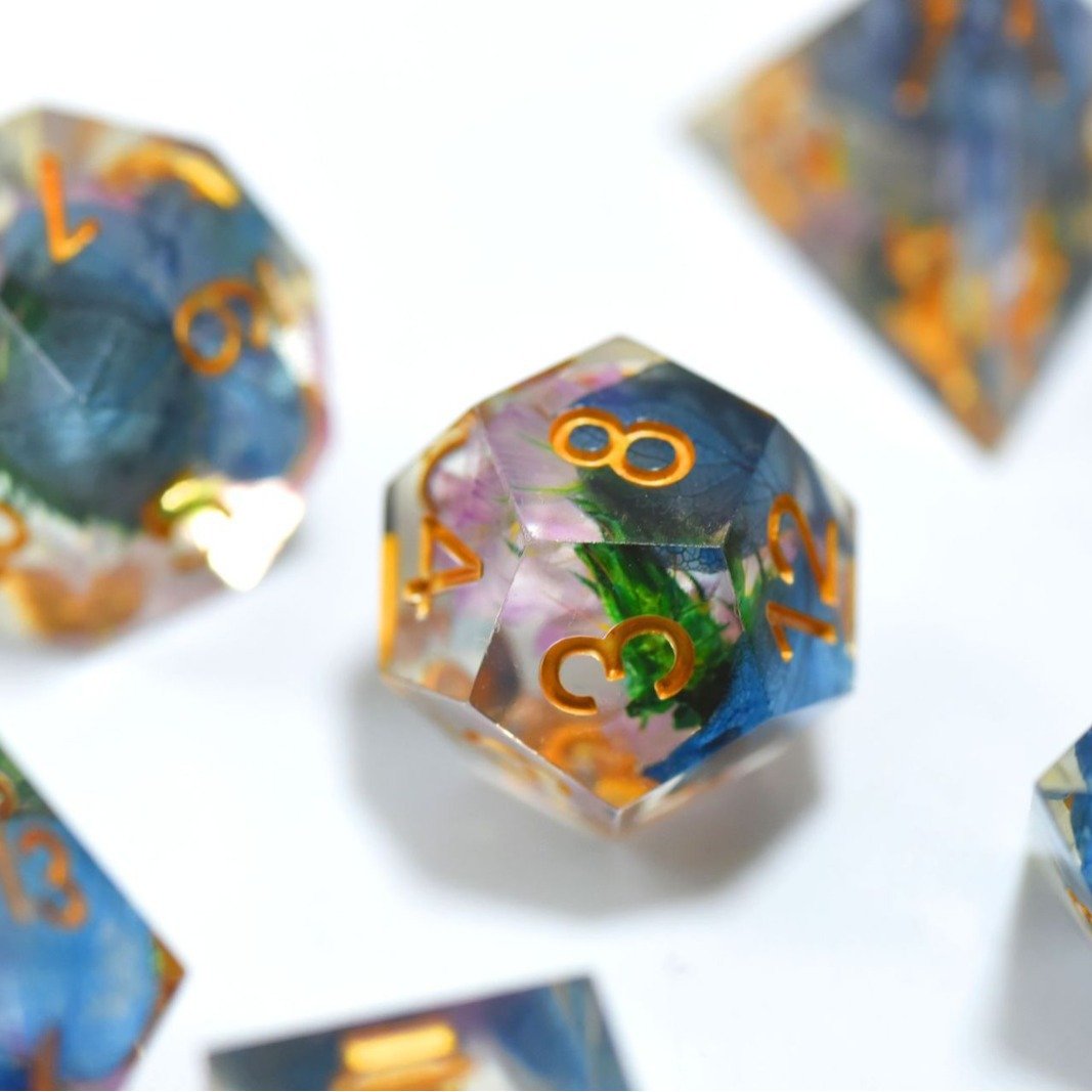 Hot Sale Acute Angle Dnd Dice Set Handmade Role Playing Cosmic Glitter Polyhedron Dungeons And Dragons Custom Dice