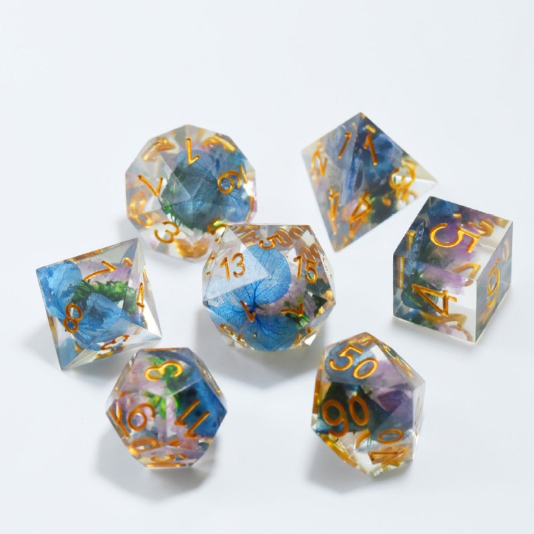 Hot Sale Acute Angle Dnd Dice Set Handmade Role Playing Cosmic Glitter Polyhedron Dungeons And Dragons Custom Dice