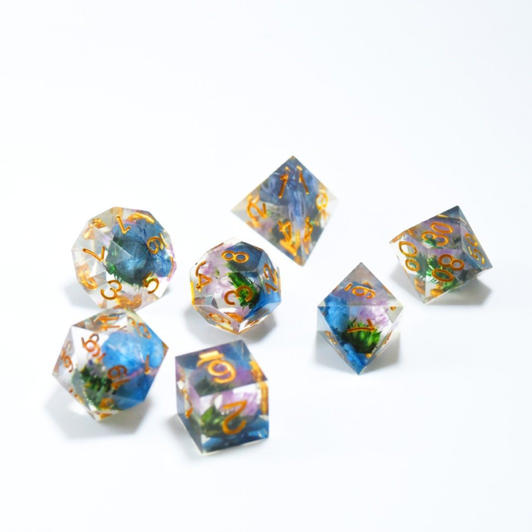 Hot Sale Acute Angle Dnd Dice Set Handmade Role Playing Cosmic Glitter Polyhedron Dungeons And Dragons Custom Dice