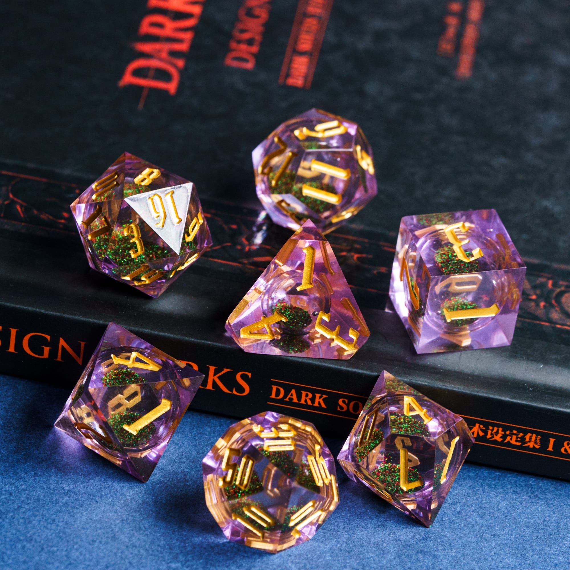Udixi Custom Handmade Sharp Two-color Liquid resin Dice Dungeons and Dragons DND RPG board game Dice Set
