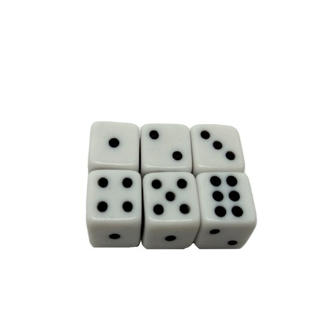 custom Classic Board Game Accessories White 6 Sided Dice Wholesale cheap Acrylic Black Dot 6D Dice