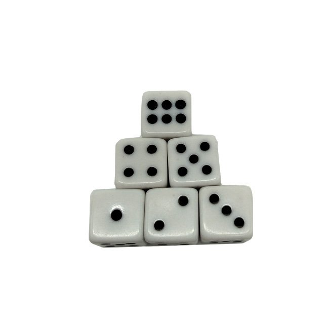 custom Classic Board Game Accessories White 6 Sided Dice Wholesale cheap Acrylic Black Dot 6D Dice