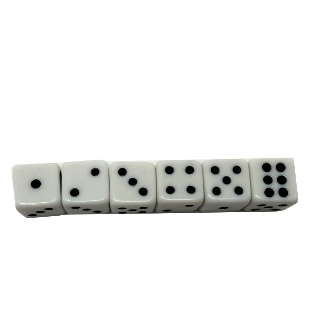 custom Classic Board Game Accessories White 6 Sided Dice Wholesale cheap Acrylic Black Dot 6D Dice