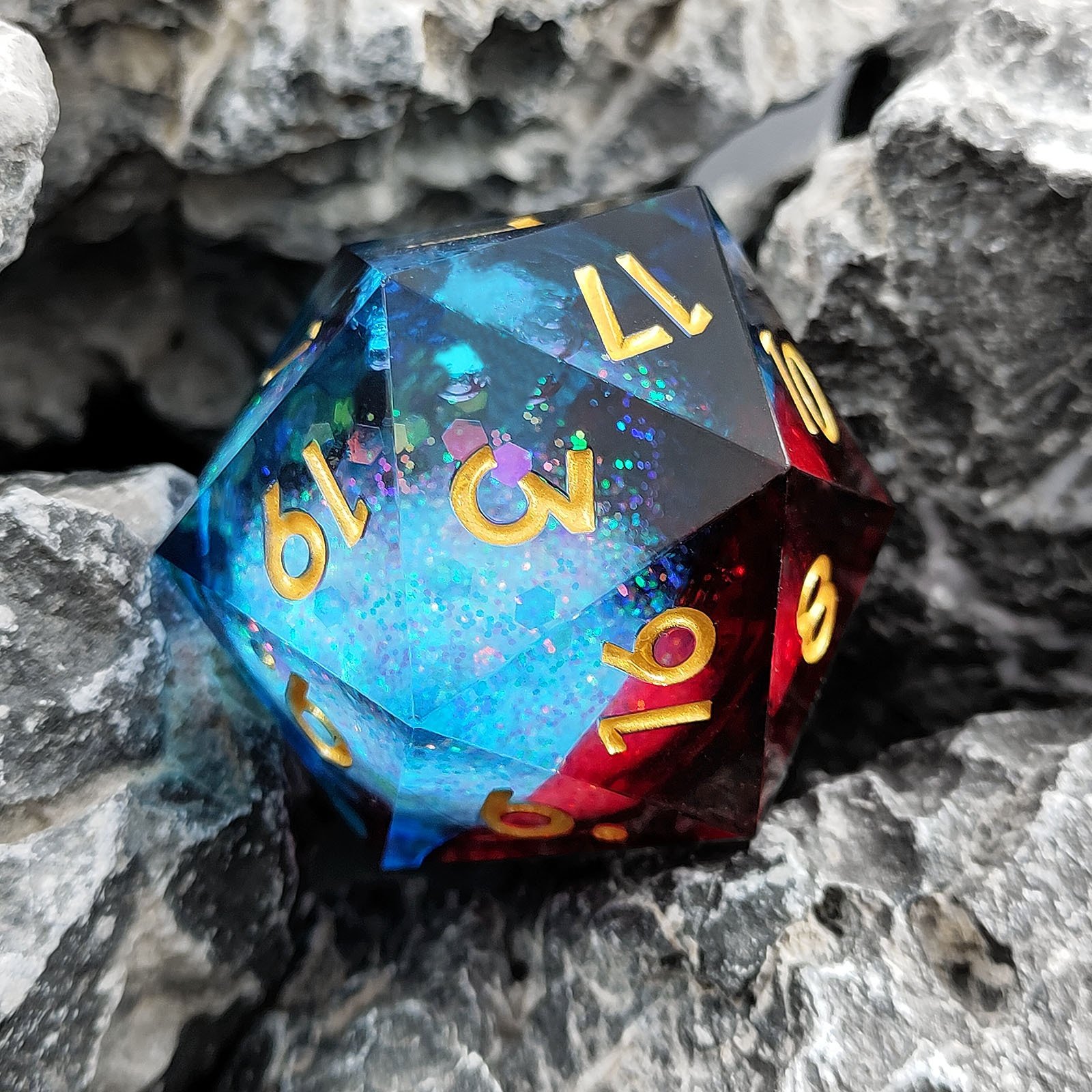 Fire and Ice Large Quicksand 35mm Dice Liquid Core Big Single D20 Dice for DND Game Lover