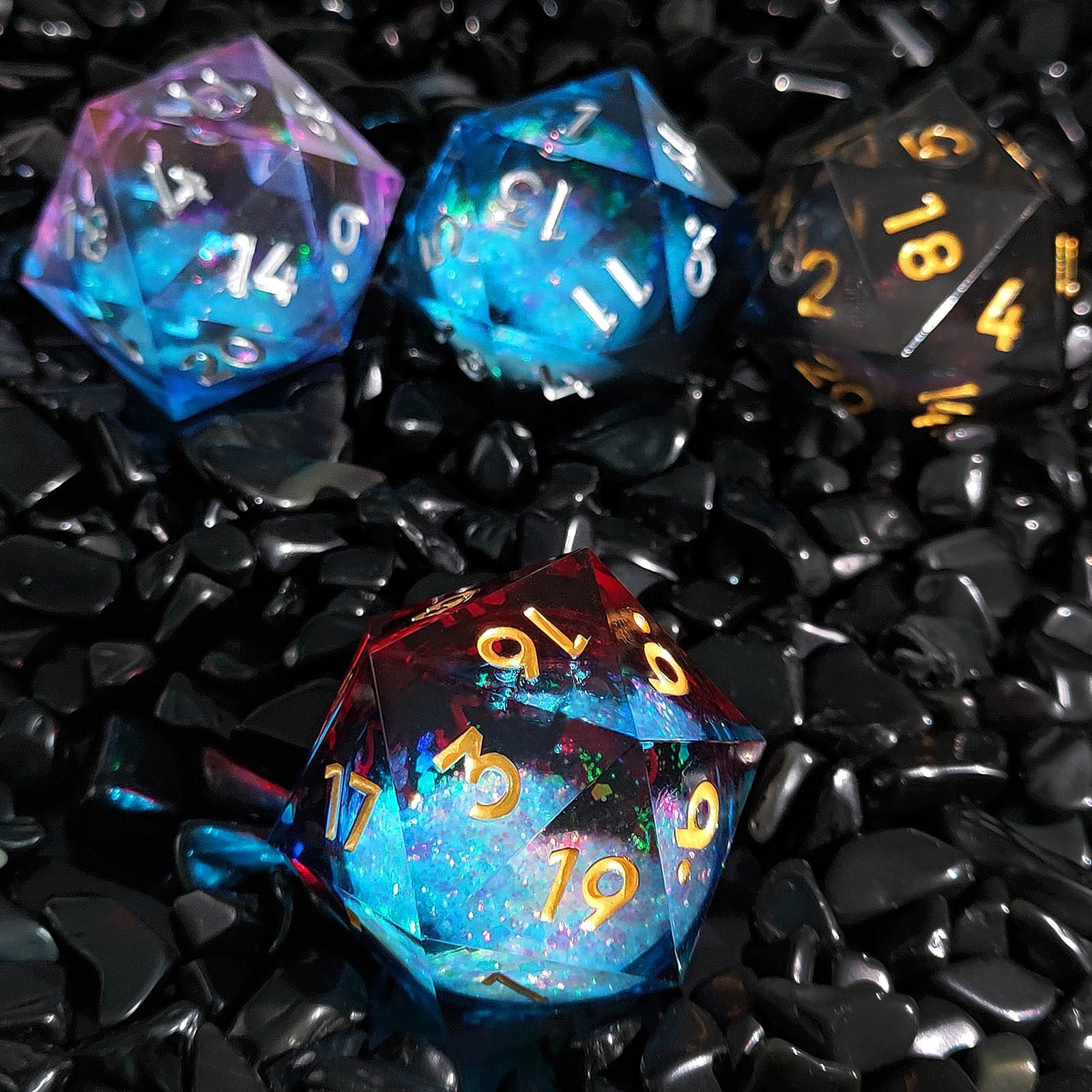 Fire and Ice Large Quicksand 35mm Dice Liquid Core Big Single D20 Dice for DND Game Lover