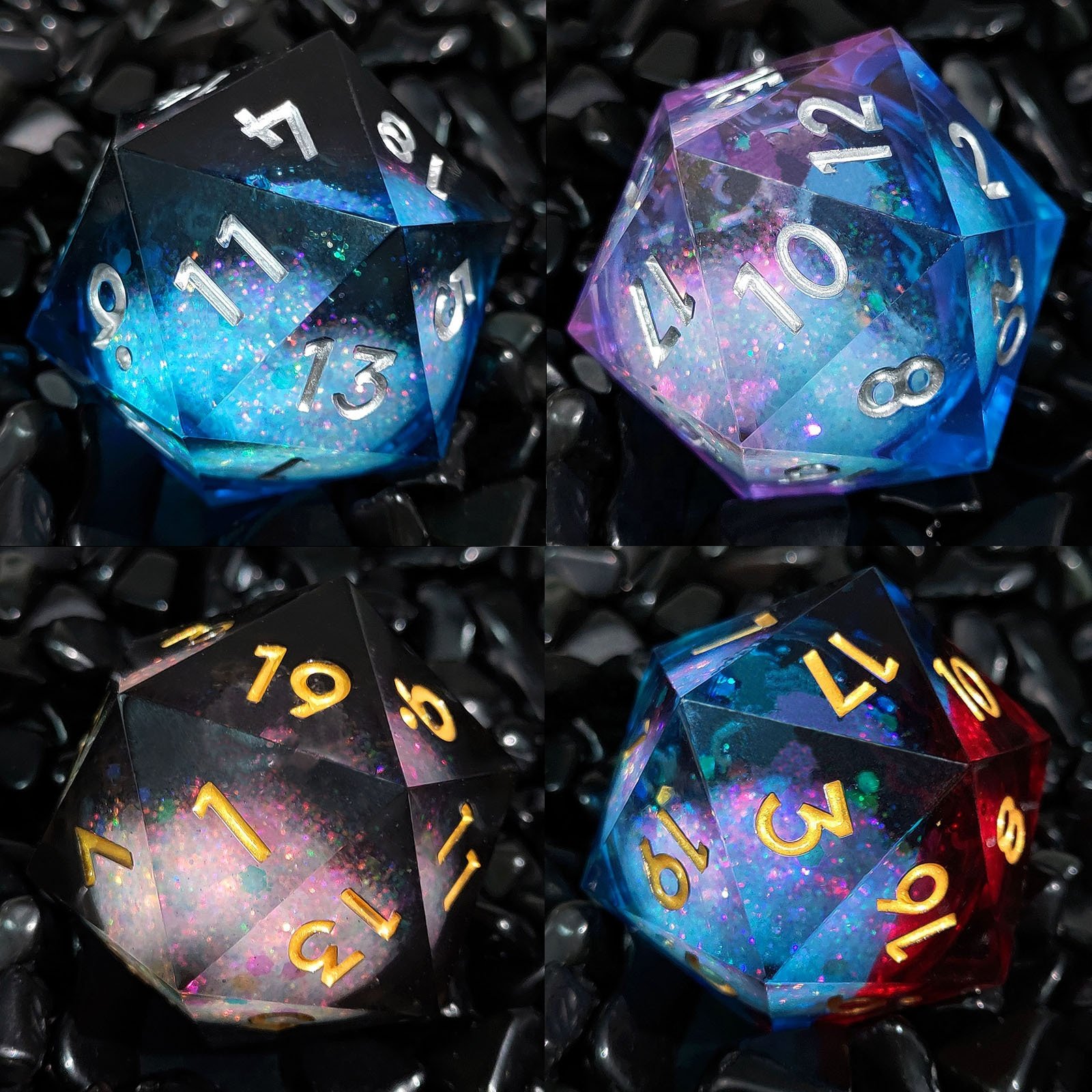 Fire and Ice Large Quicksand 35mm Dice Liquid Core Big Single D20 Dice for DND Game Lover