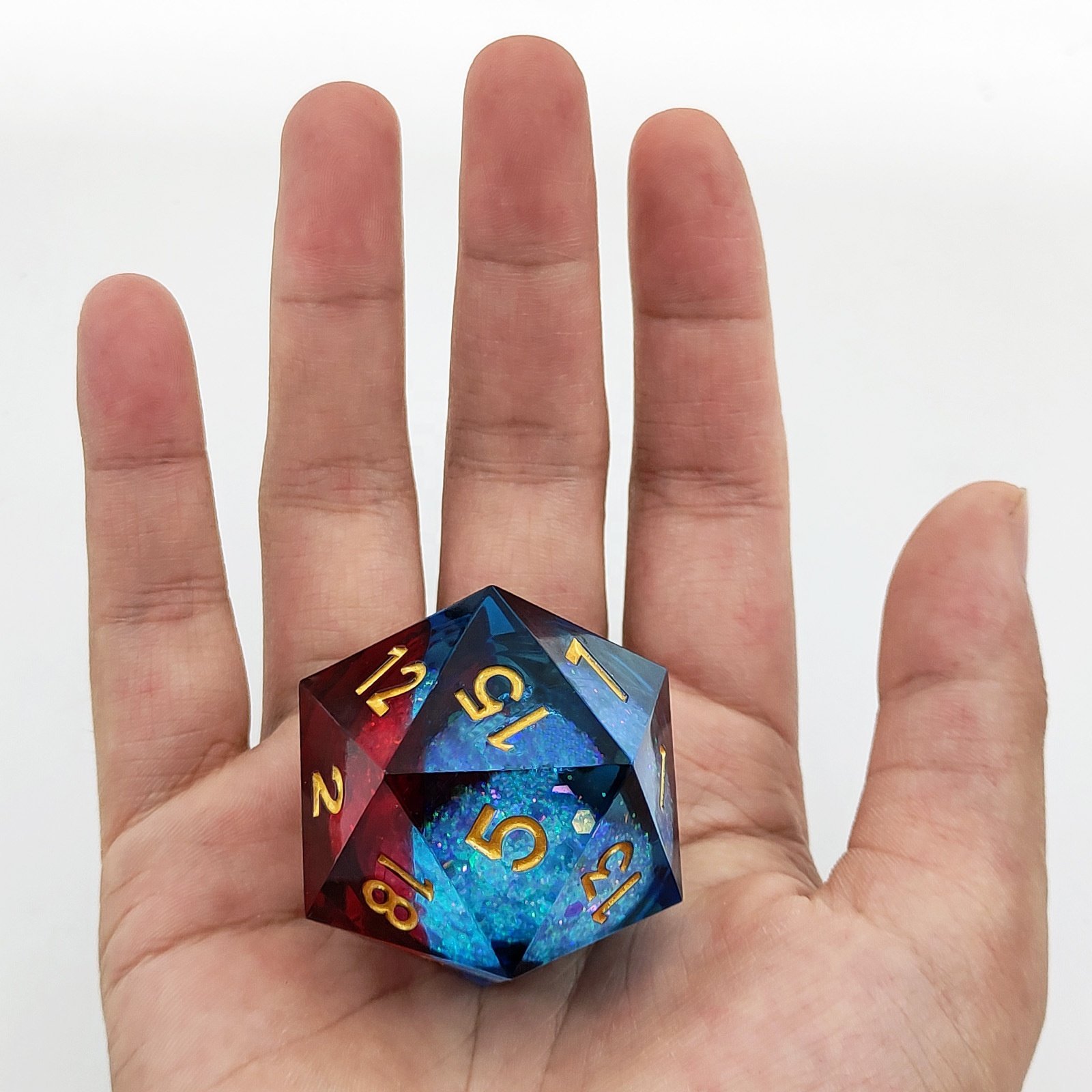 Fire and Ice Large Quicksand 35mm Dice Liquid Core Big Single D20 Dice for DND Game Lover