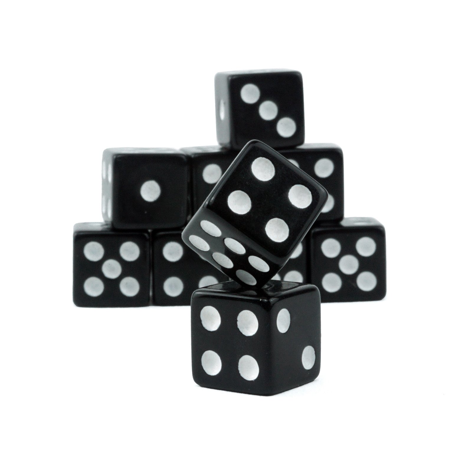 Wholesale acrylic dice d6 six sided square straight corner 16mm black and white any other pantone colors can custom for games