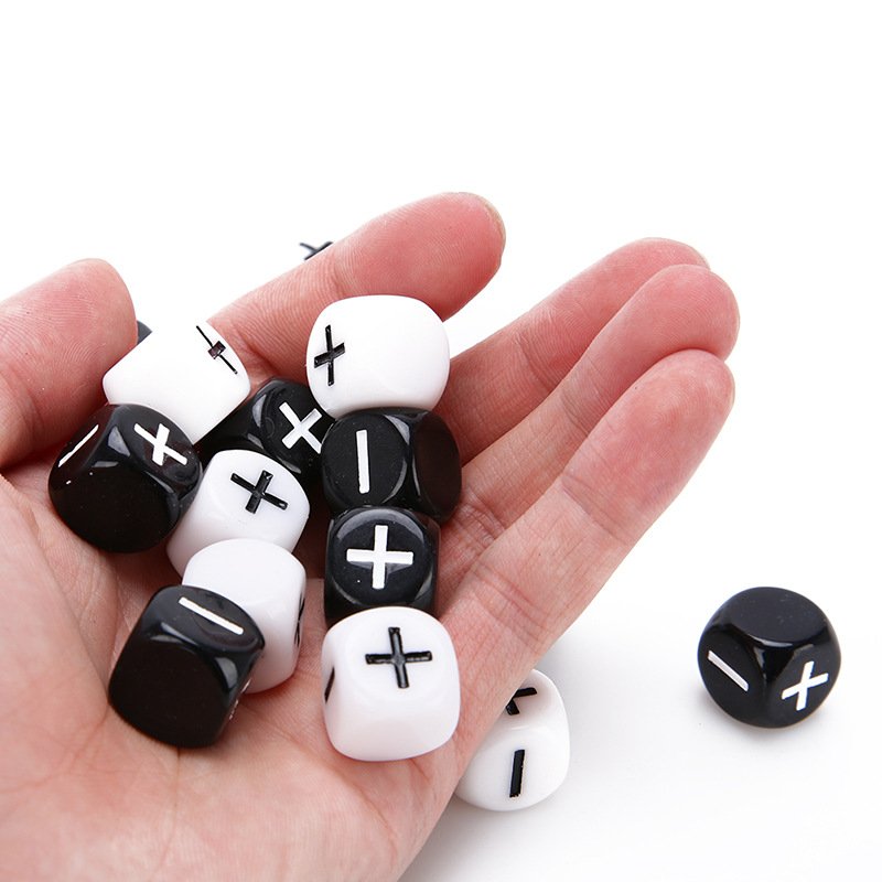16MM Acrylic Dice Plus Minus Sign Solid Color Teaching Toy Dice Game D6 Custom dice