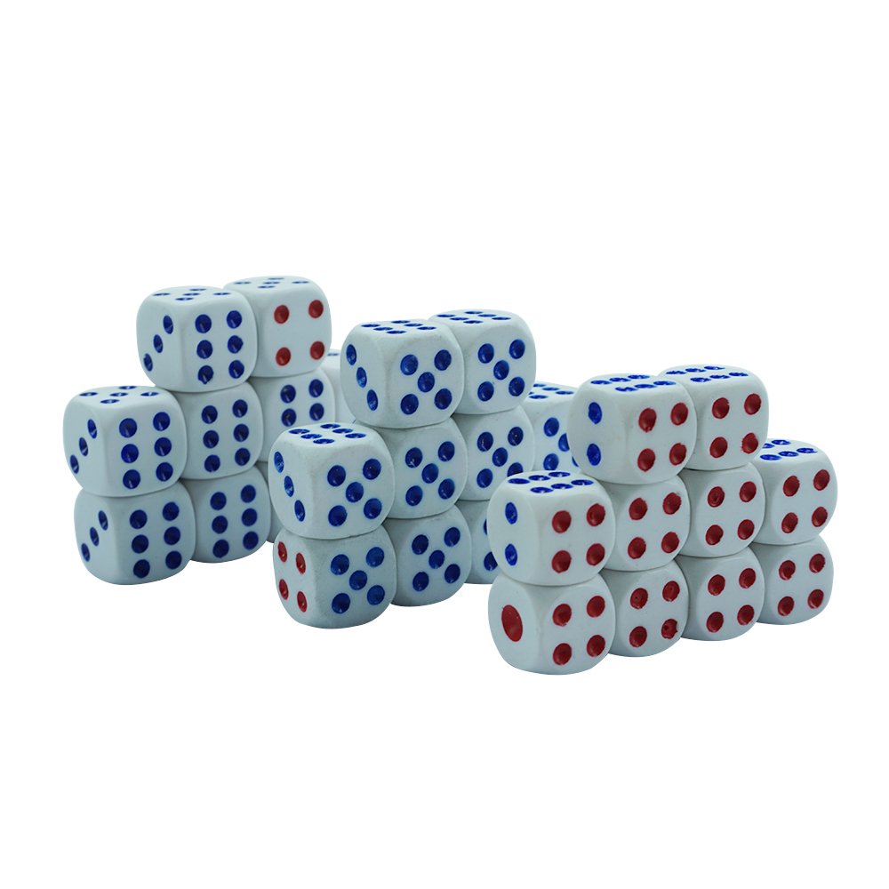 Wholesale classic 6 sided dice acrylic square cuble round corner 10 12 14 16 18 19 20mm with red dot 1 dot 4 for poker game