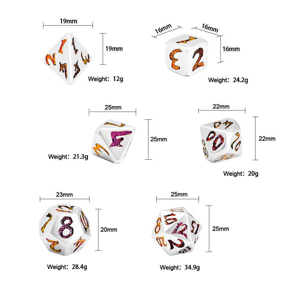 Hot Sales Custom Metal D20 Polyhedral Dnd Casino Game Zinc Alloy Dice Set