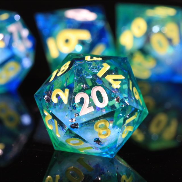 MINI PLANET Custom Handmade Sharp Edges Resin Liquid Core Dragon and Dungeon DND Dice Set Polyhedral Board Game RPG Dice