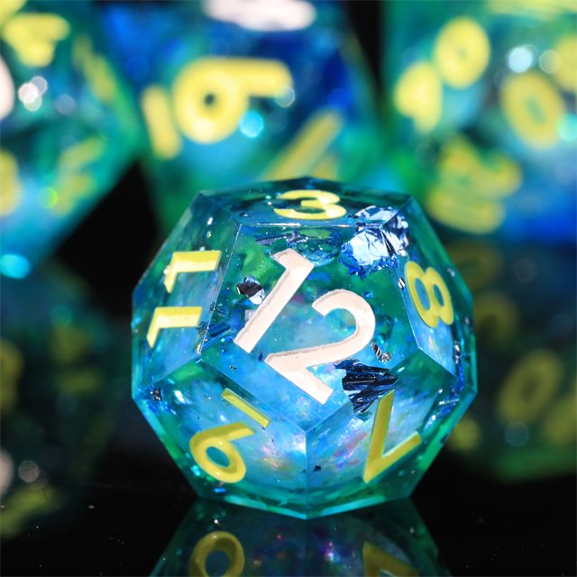 MINI PLANET Custom Handmade Sharp Edges Resin Liquid Core Dragon and Dungeon DND Dice Set Polyhedral Board Game RPG Dice