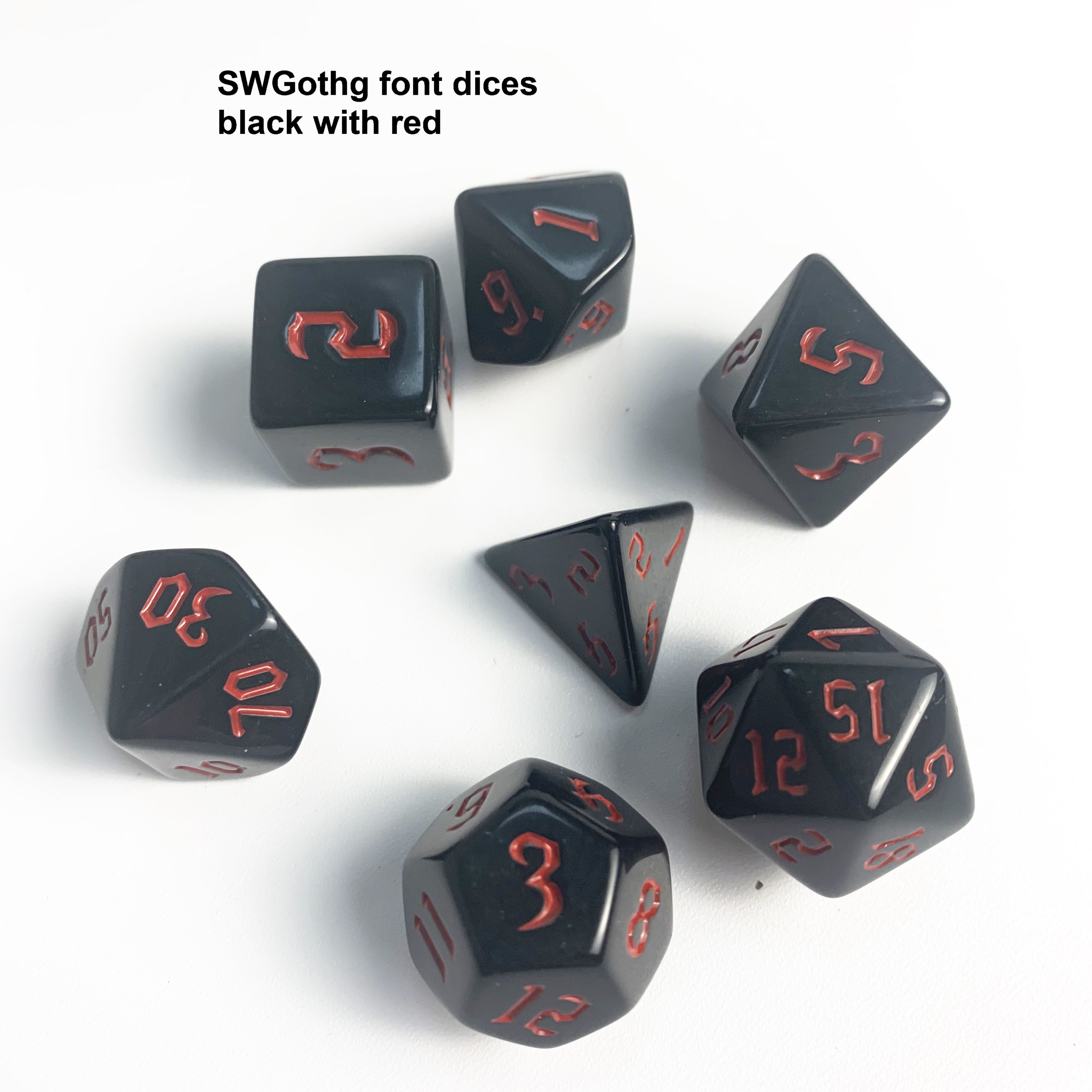 new font black dices DND polyhedral TRPG colored multi colors custom 7PCS per set plastic dices set