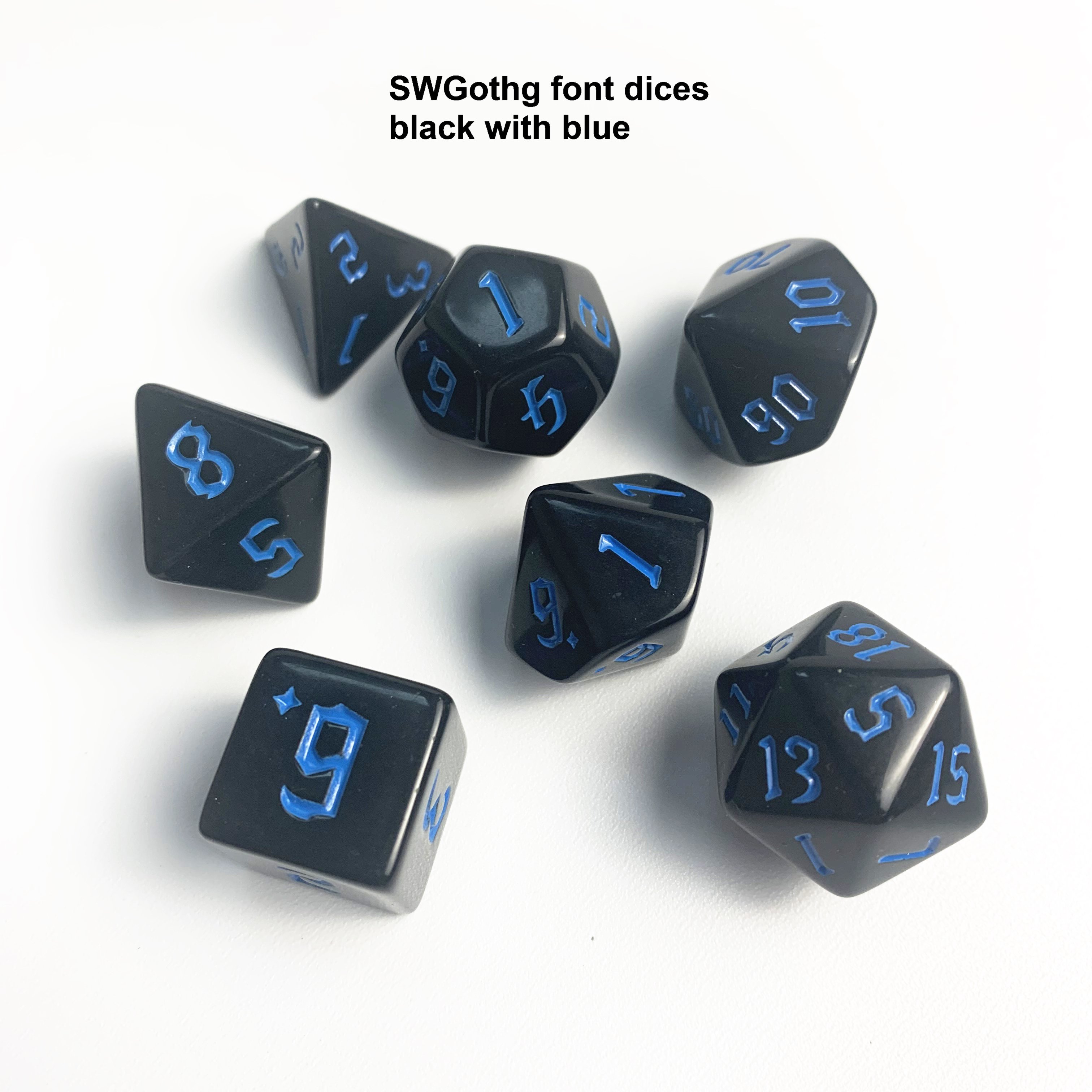 new font black dices DND polyhedral TRPG colored multi colors custom 7PCS per set plastic dices set