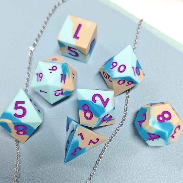 New Style Silicone Dice Mix Color Dice Polyhedral Shape 7 pcs DND RPG Dice for Board Games or Table Games