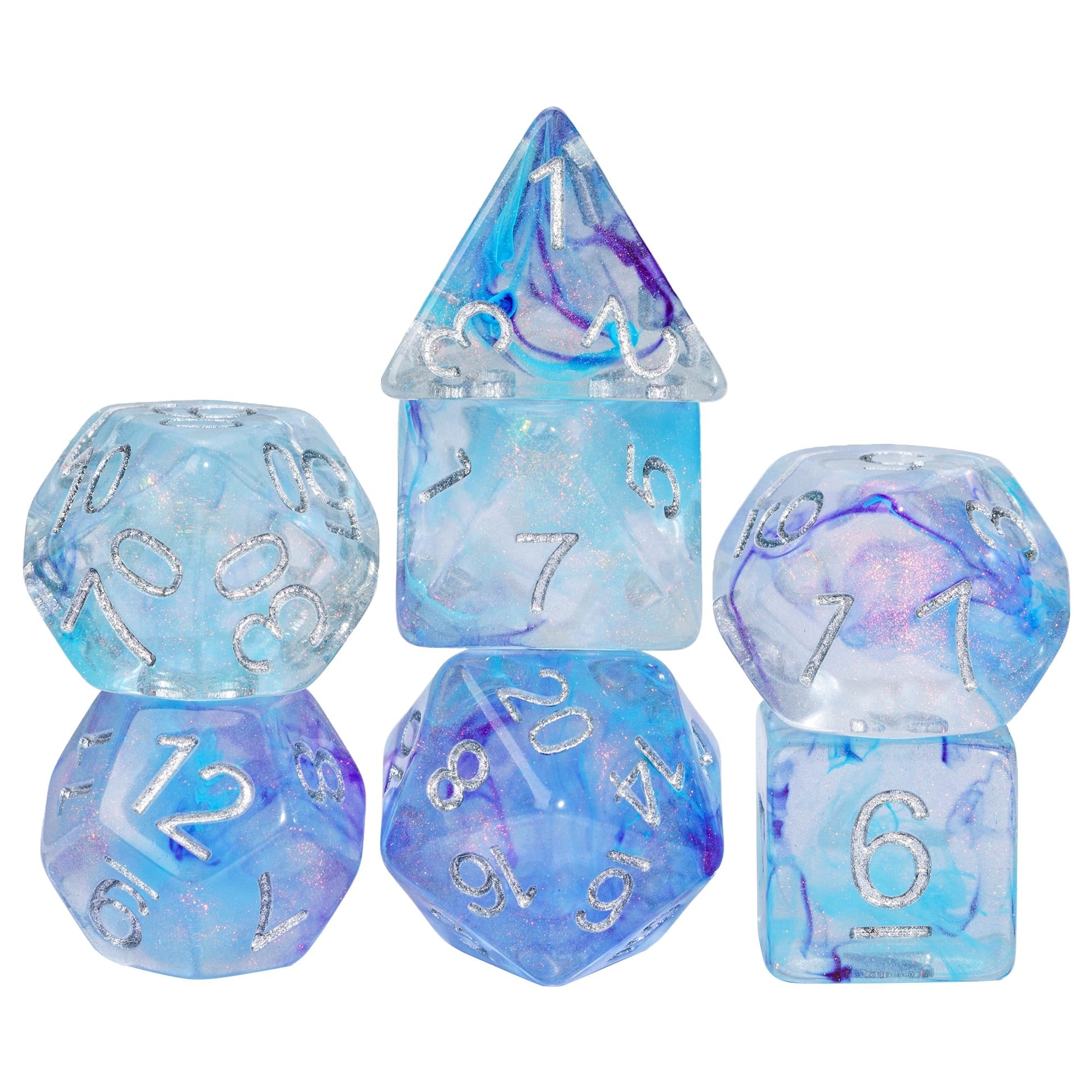 Udixi Custom Swirl Glitter Resin Dice Dungeons and Dragons DND role-playing game RPG board game Dice Set