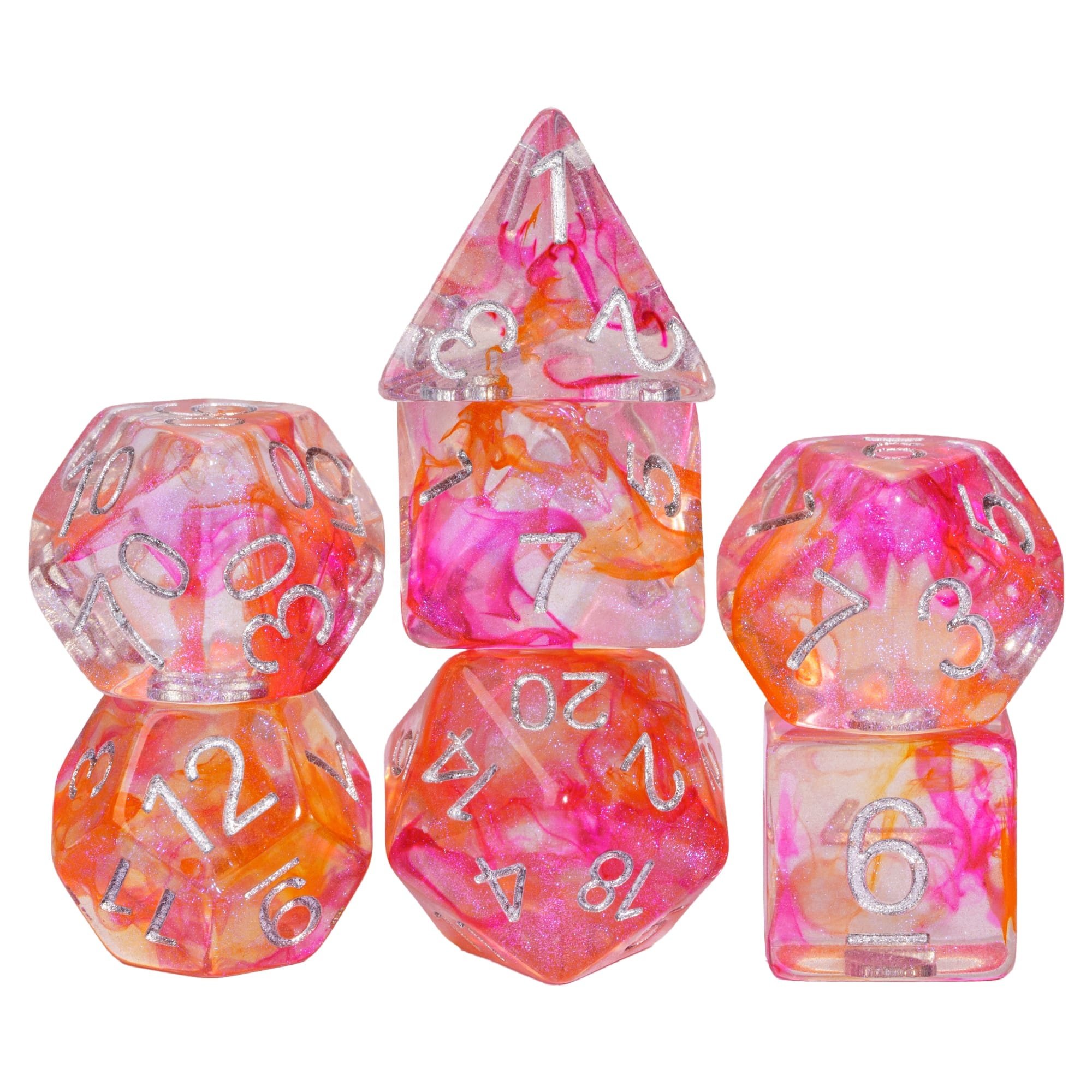 Udixi Custom Swirl Glitter Resin Dice Dungeons and Dragons DND role-playing game RPG board game Dice Set