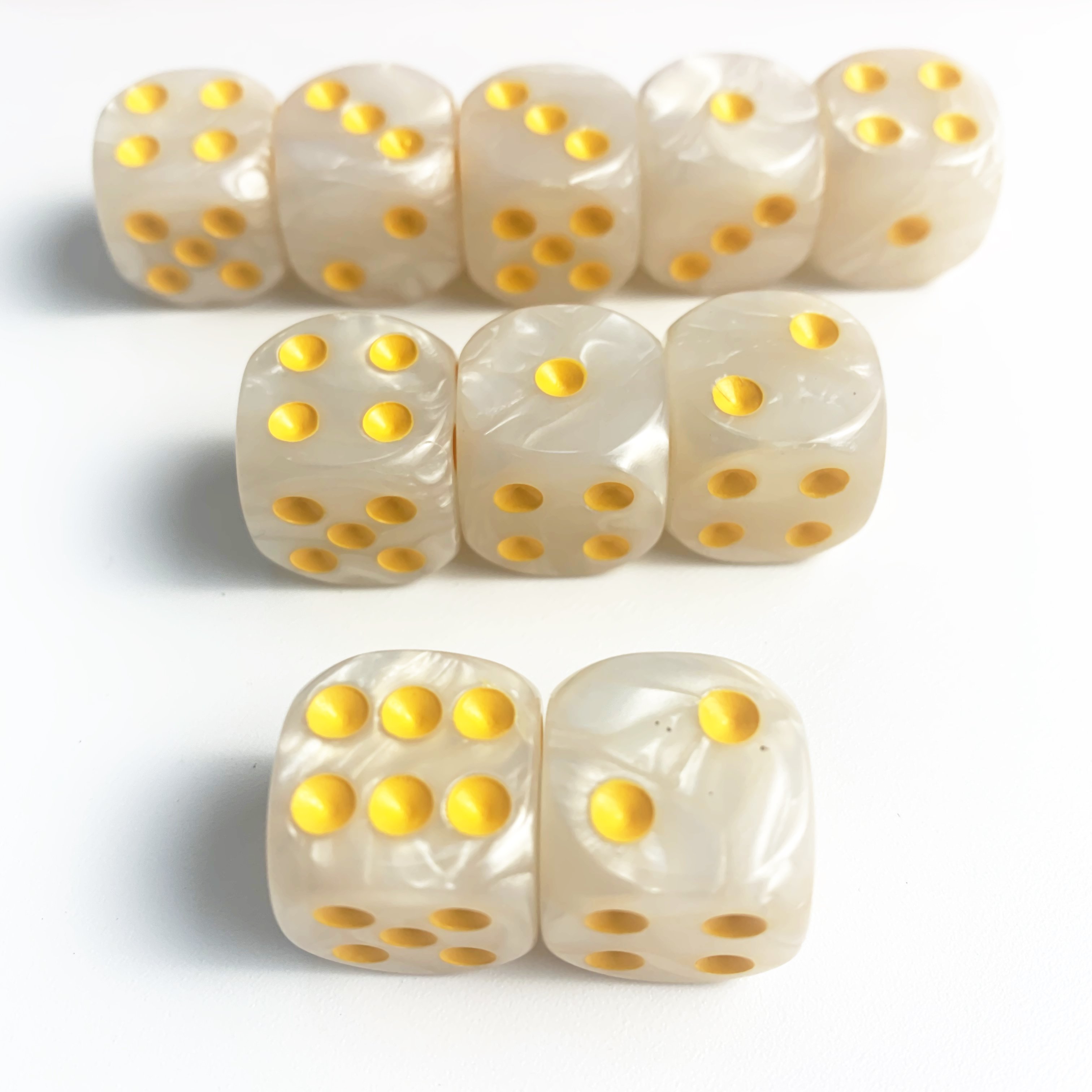 semi 16mm jade pearl colors square and round corner Regular pixel points dots pip dice acrylic dice plastic game cube