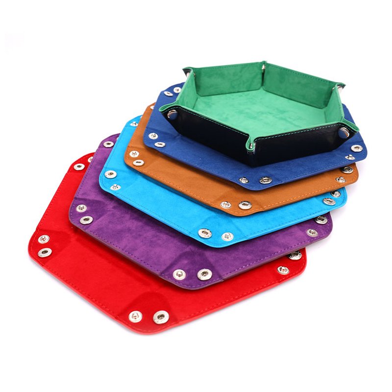 Laserable Leather Board Game Accessories Snap Foldable RPG Dice Rolling Customize DnD Dice Tray