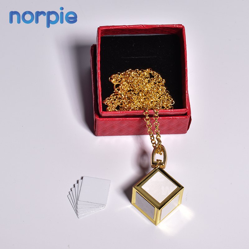 New Arrival DIY 3D Cube Photo Frame Necklace Sublimation Dice Cube Necklace with 6 Inserts